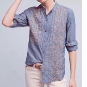 Anthropologie by TINY Chambray Embroidered Shirt